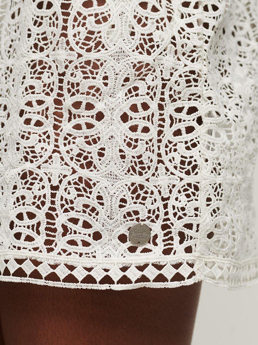 Product image 5 of 6, which shows Superdry Beach Cover Up Lace Mini Dress, Ecru, 6-8