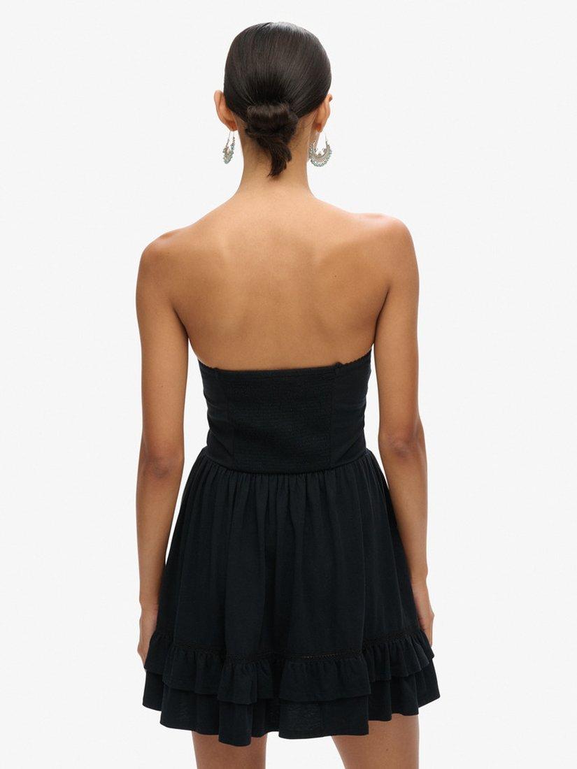 Product image 5 of 6, which shows Superdry 50s Lace Bandeau Mini Dress, Black, 6