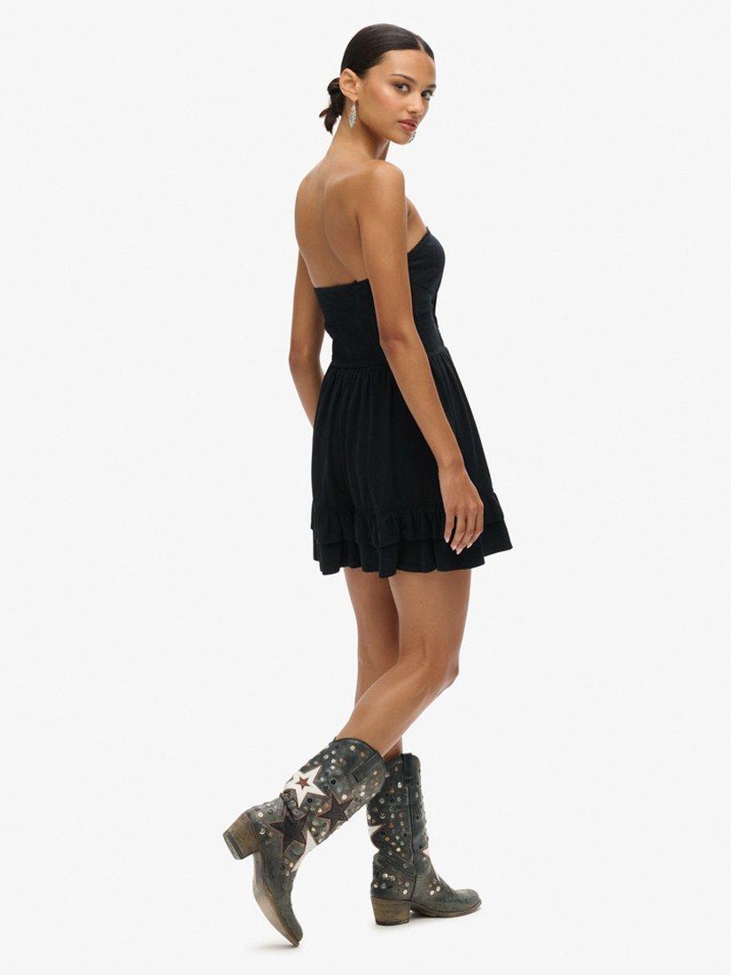 Product image 2 of 6, which shows Superdry 50s Lace Bandeau Mini Dress, Black, 6