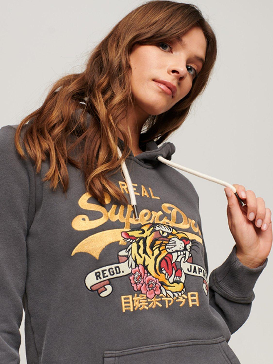 Superdry Vintage Logo Narrative Hoodie, Vintage Black