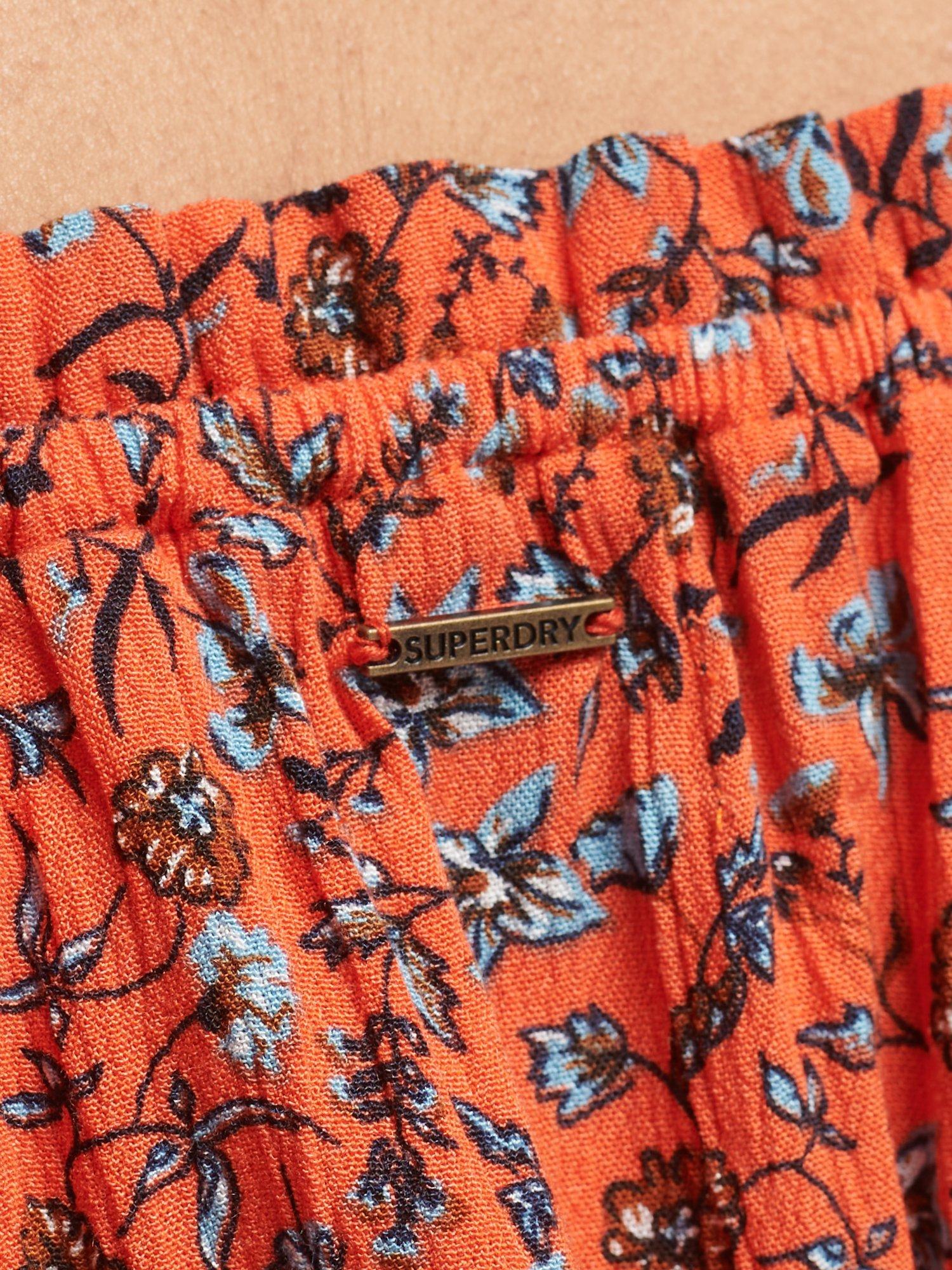 Product image 5 of 6, which shows Superdry Smocked Short Sleeve Crop Top, Autumn Orange, 6