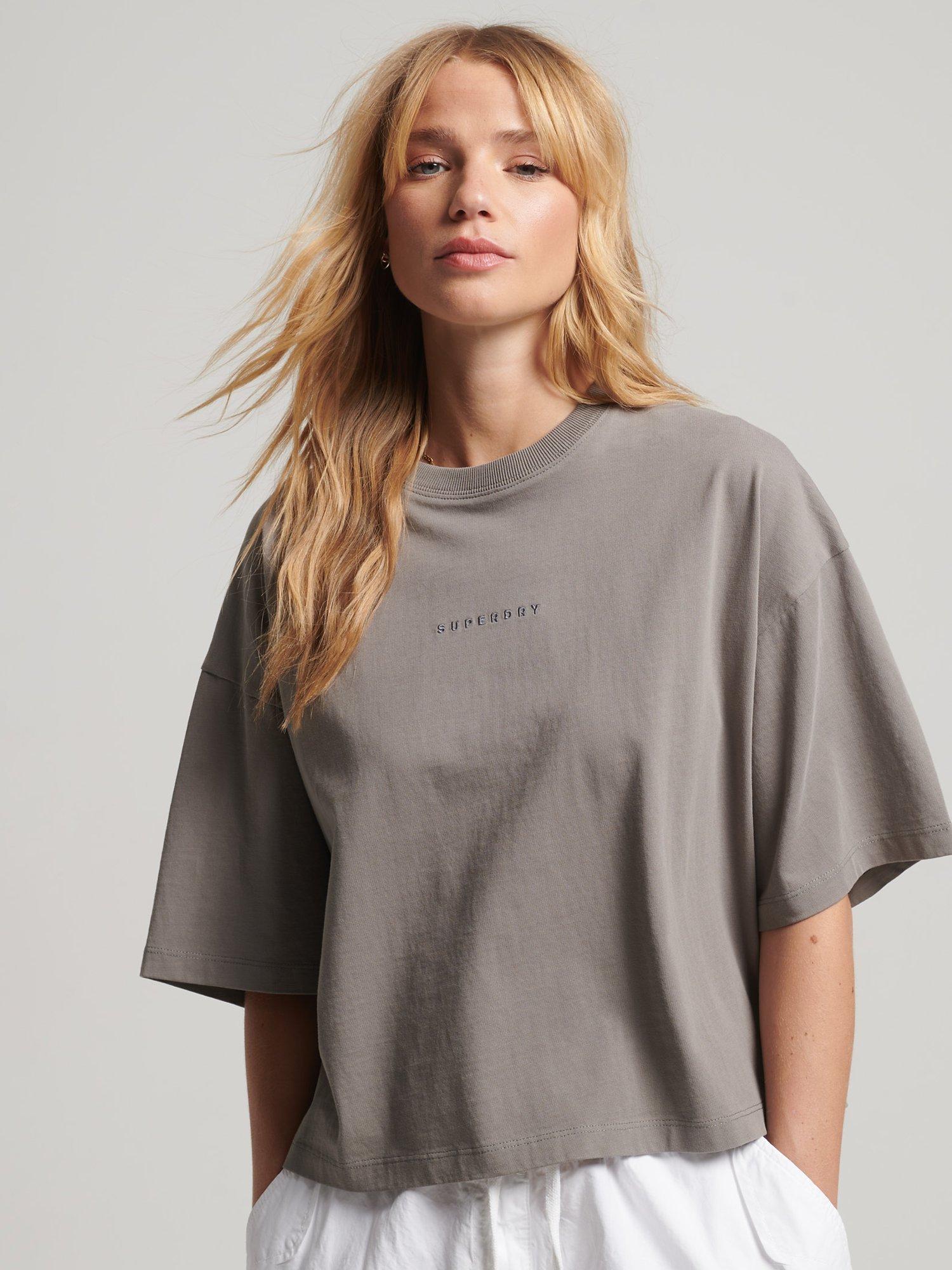 Superdry Surplus Micro Oversized Boxy T-Shirt, Grey Quartz