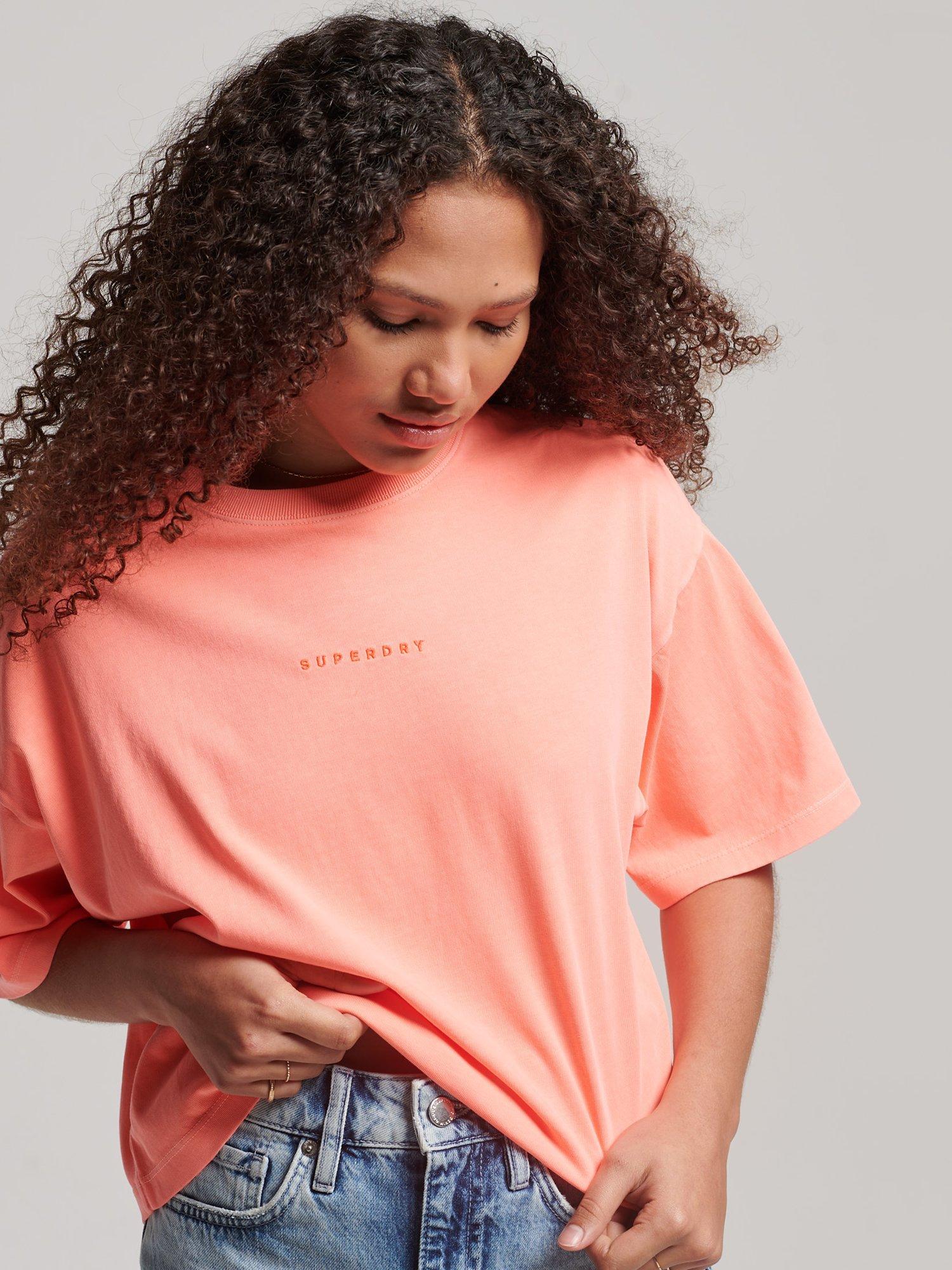 Superdry Surplus Micro Oversized Boxy T-Shirt, Pastelline Coral