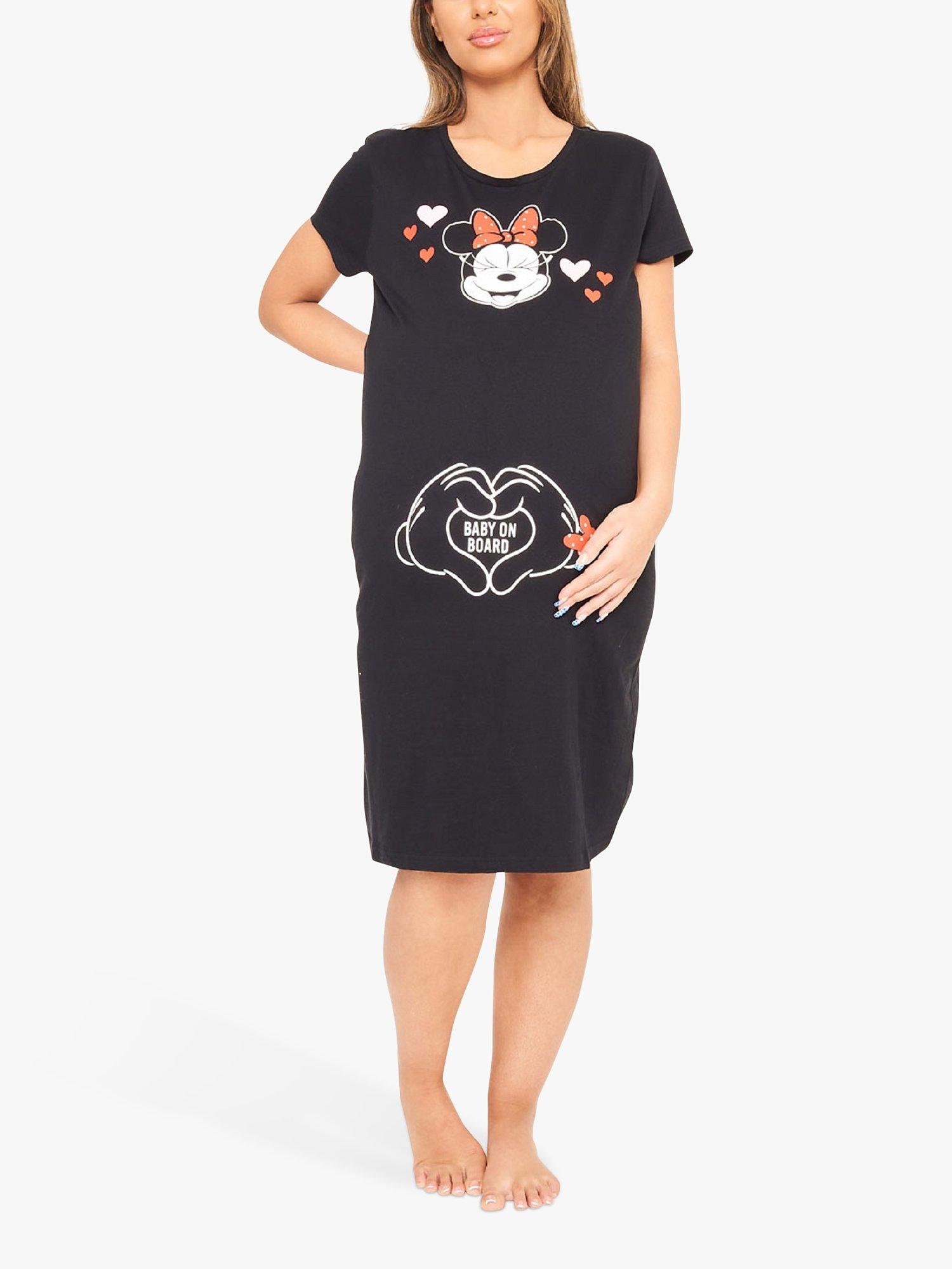 Product image 1 of 4, which shows Brand Threads Maternity Minnie Mouse Nightdress, Black, XS