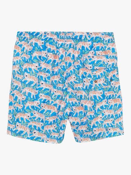 Trotters Tiger Swim Shorts, Aqua/Tiger - view 2, Aqua/Tiger