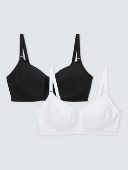 John Lewis Cotton Maternity & Nursing Bra, Pack of 2, Black & White - view 2, Black/White