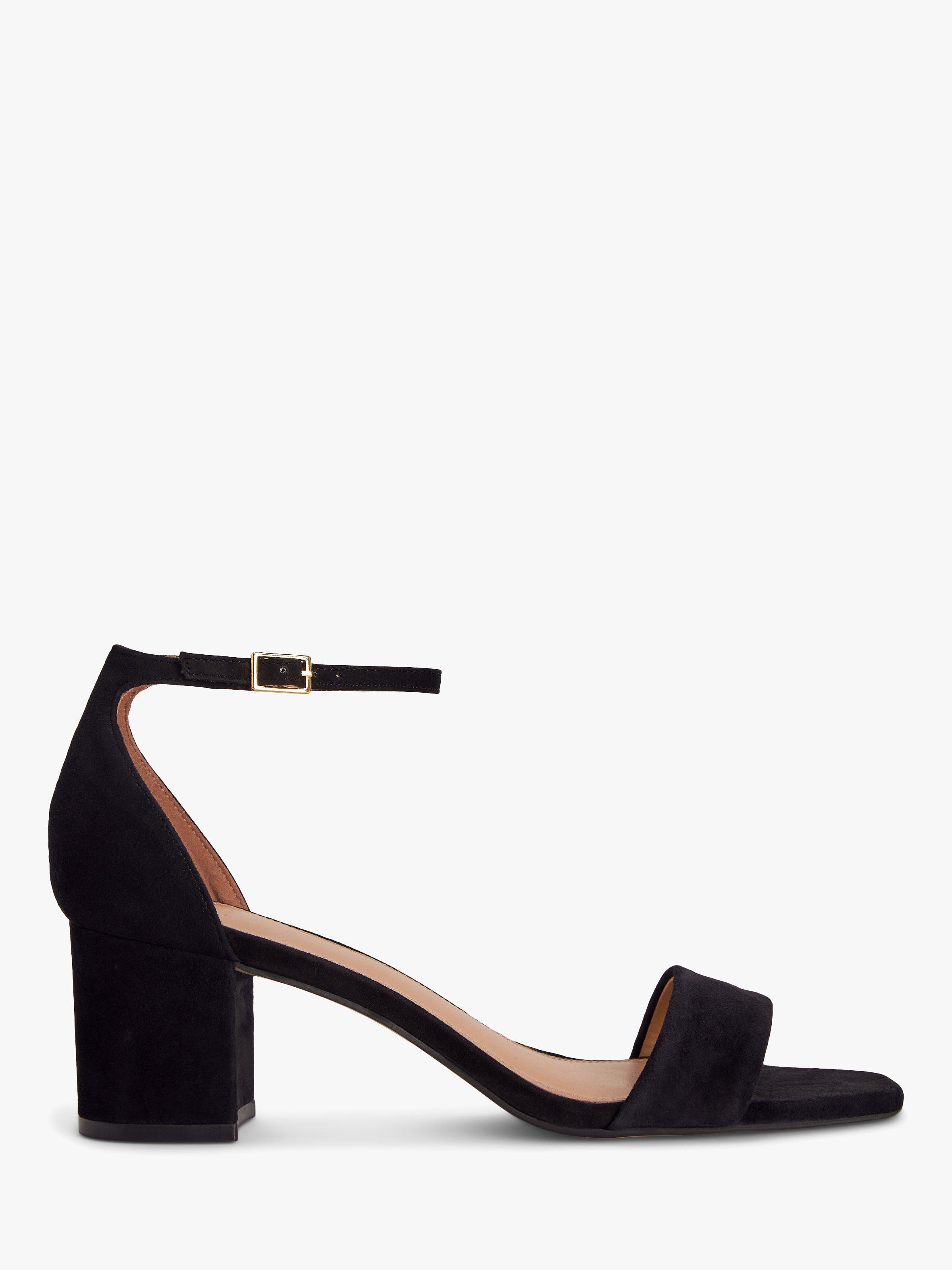 John Lewis Marvelous Suede Block Heel Sandals, Black