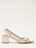 Phase Eight Block Heel Leather Slingback Sandals, Cream