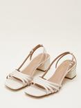 Phase Eight Block Heel Leather Slingback Sandals, Cream