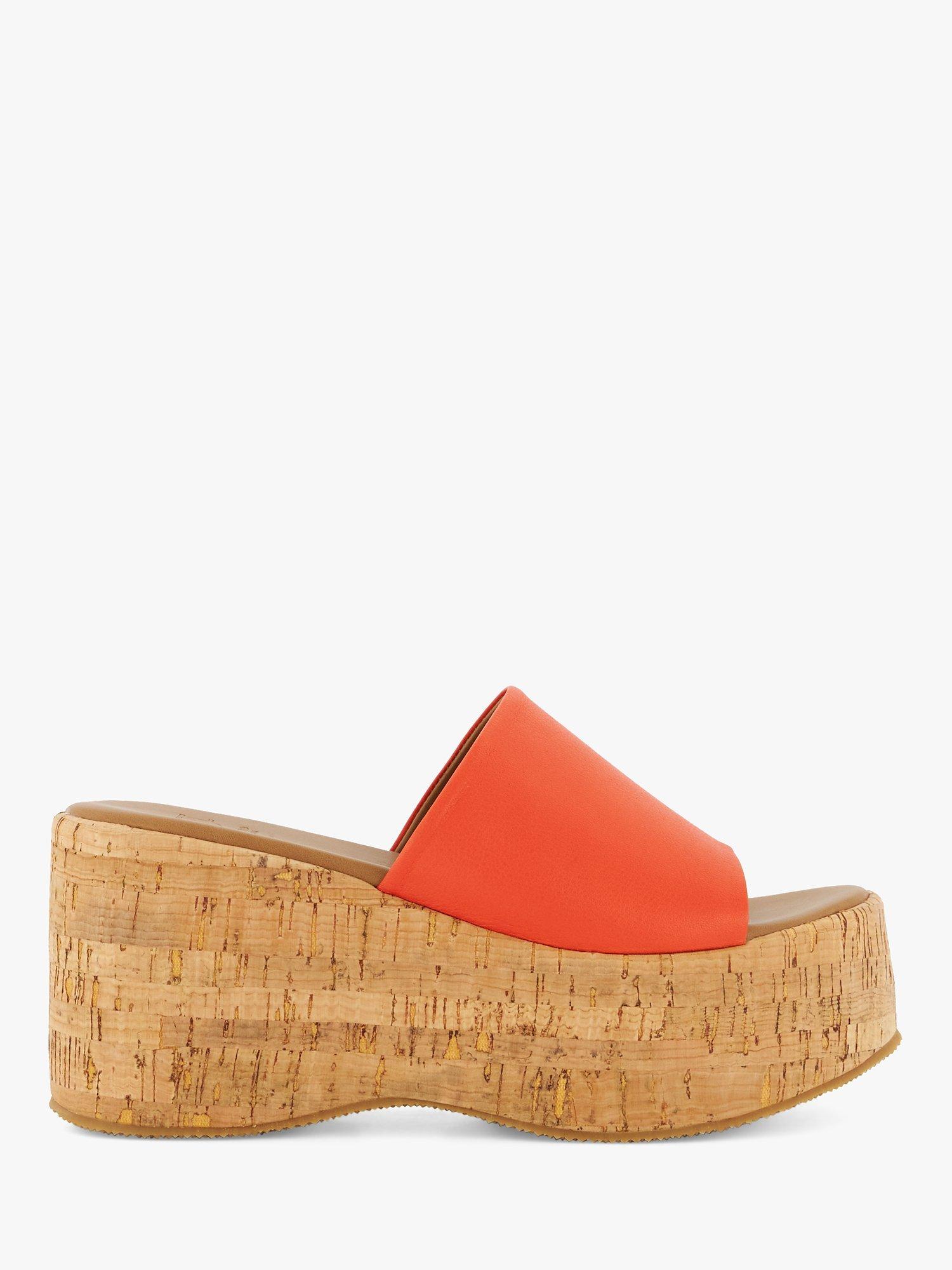 Dune Kion Leather Wedge Sandals, Orange
