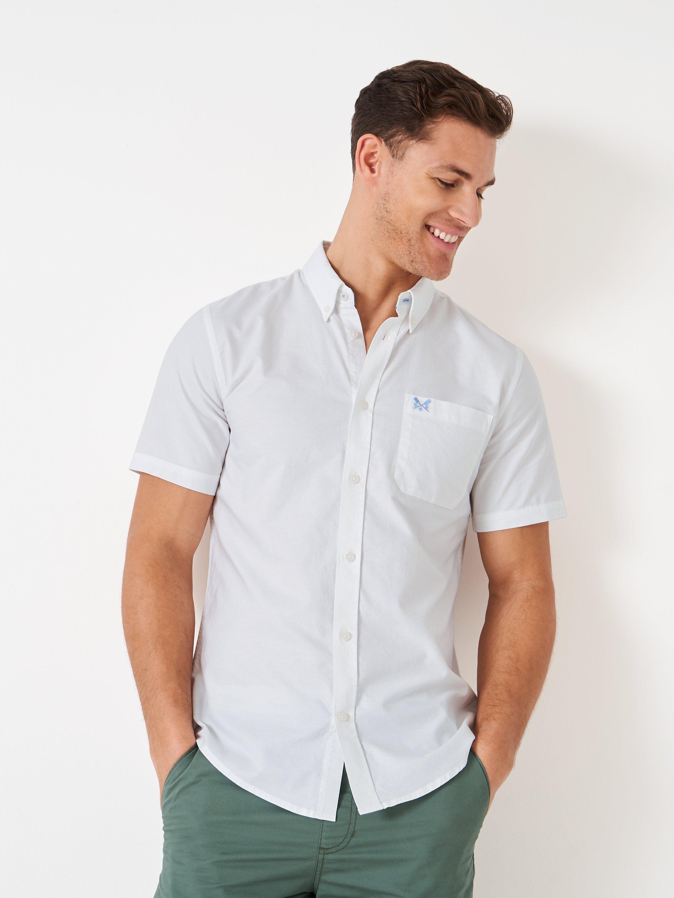 Crew Clothing Short Sleeve Stretch Oxford Shirt, White