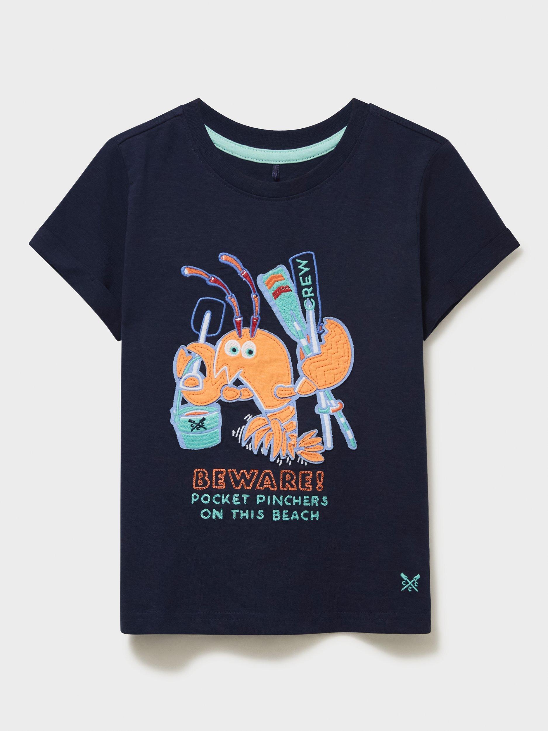 Crew Clothing Kids' Pocket Pincher Seaside Tee, Navy Blue