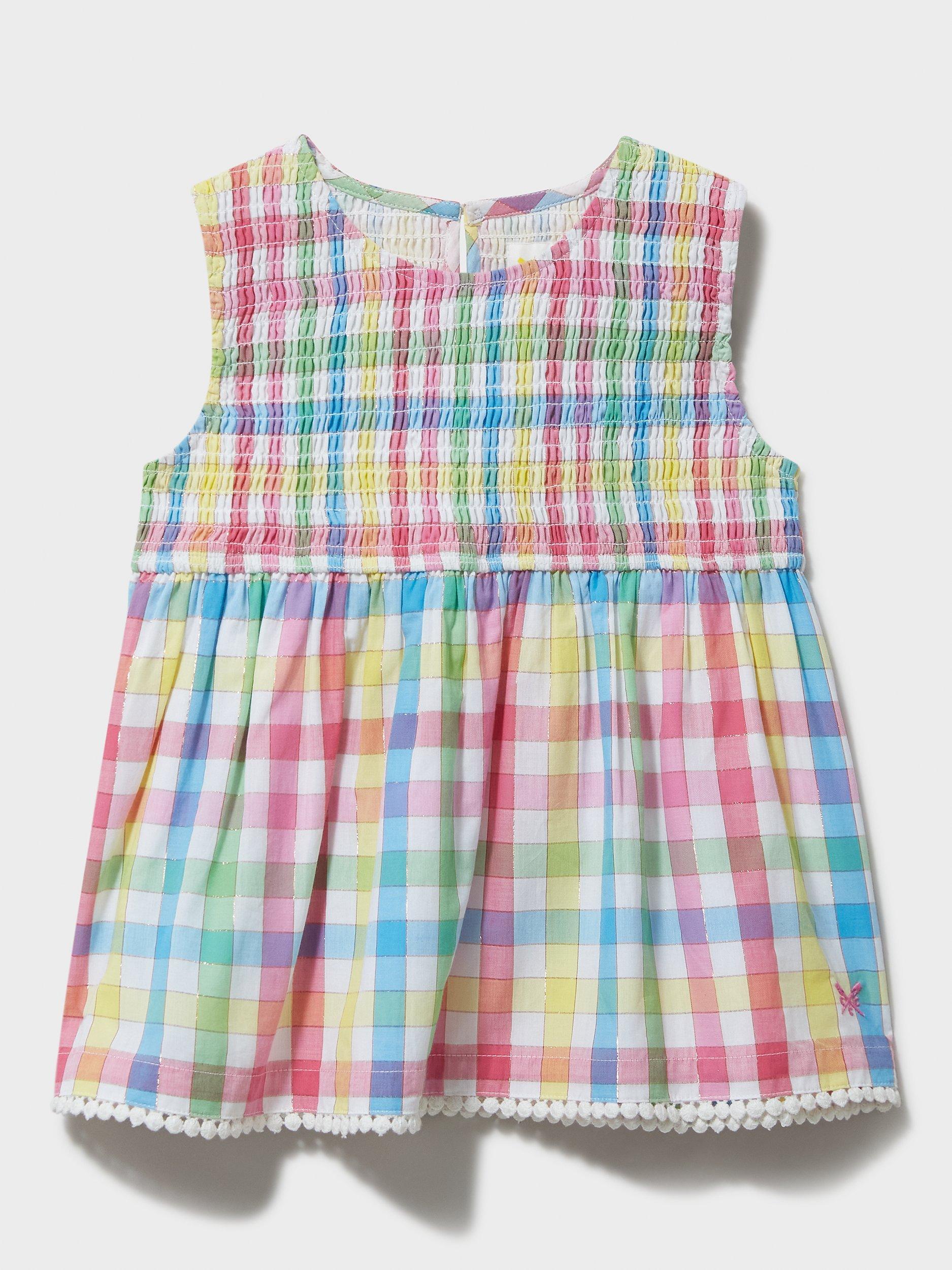 Crew Clothing Ruched Check Flared Top, Multi