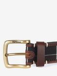 Barbour Tartan Leather Slim Belt, Brown/Multi