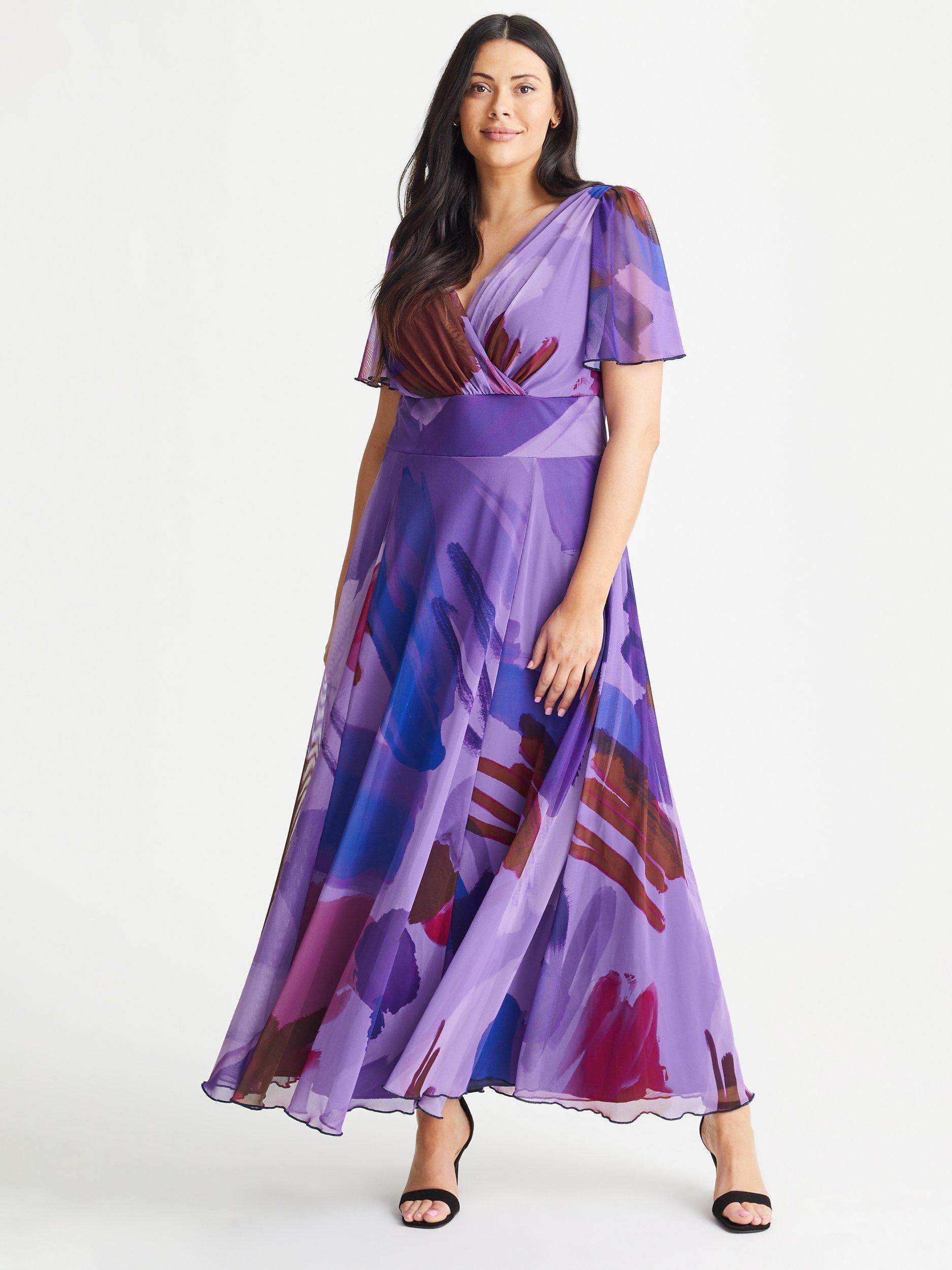 Scarlett & Jo Isabelle Abstract Print Maxi Dress, Purple/Multi