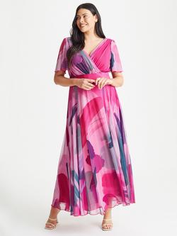 Scarlett & Jo Isabelle Abstract Print Maxi Dress, Pink/Multi, Pink/Multi