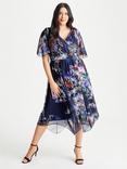 Scarlett & Jo Julie Floral Midi Chiffon Dress, Navy/Multi