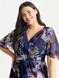 Scarlett & Jo Julie Floral Midi Chiffon Dress, Navy/Multi