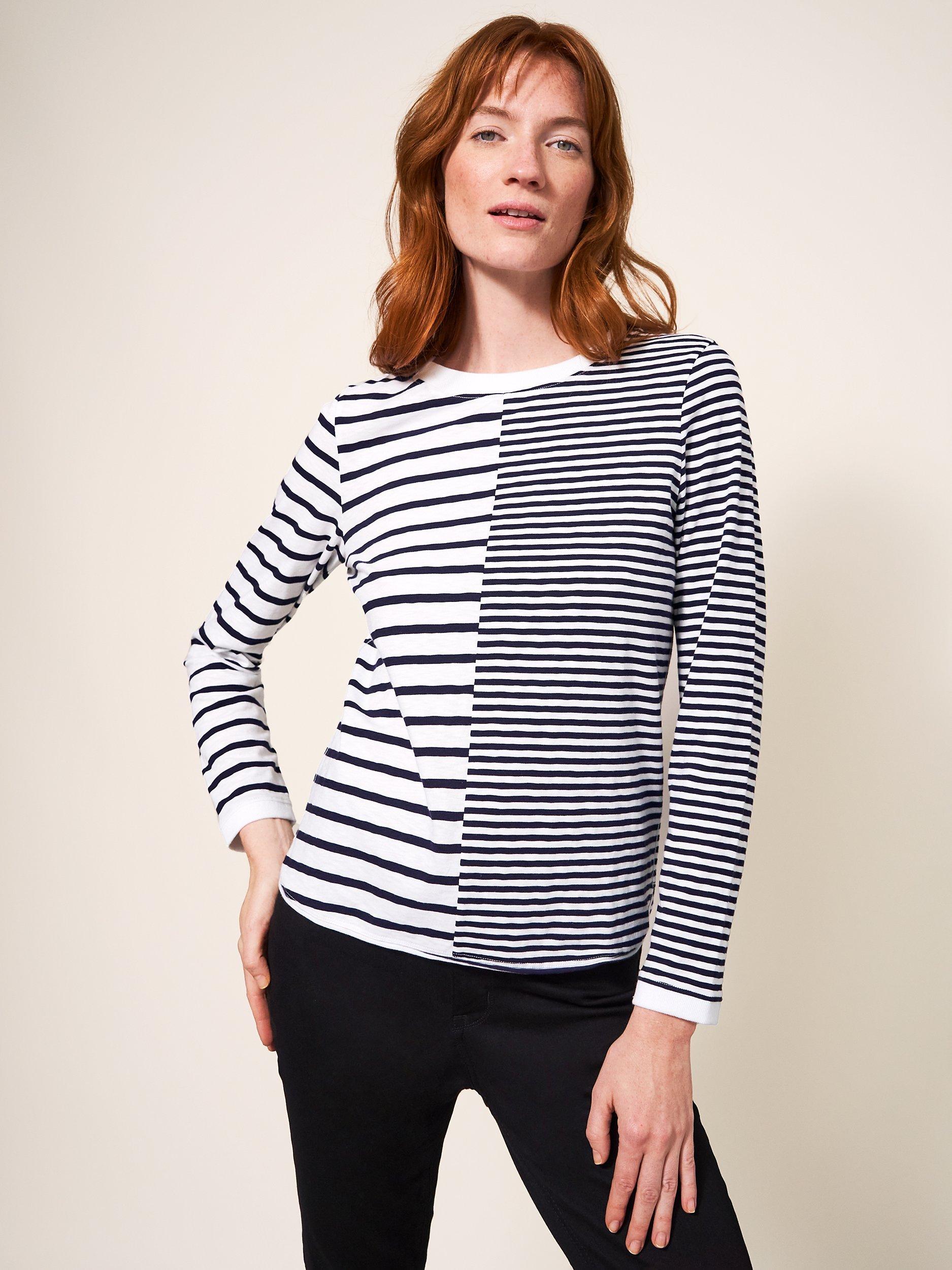 White Stuff Cassie Stripe T-Shirt, Navy Multi