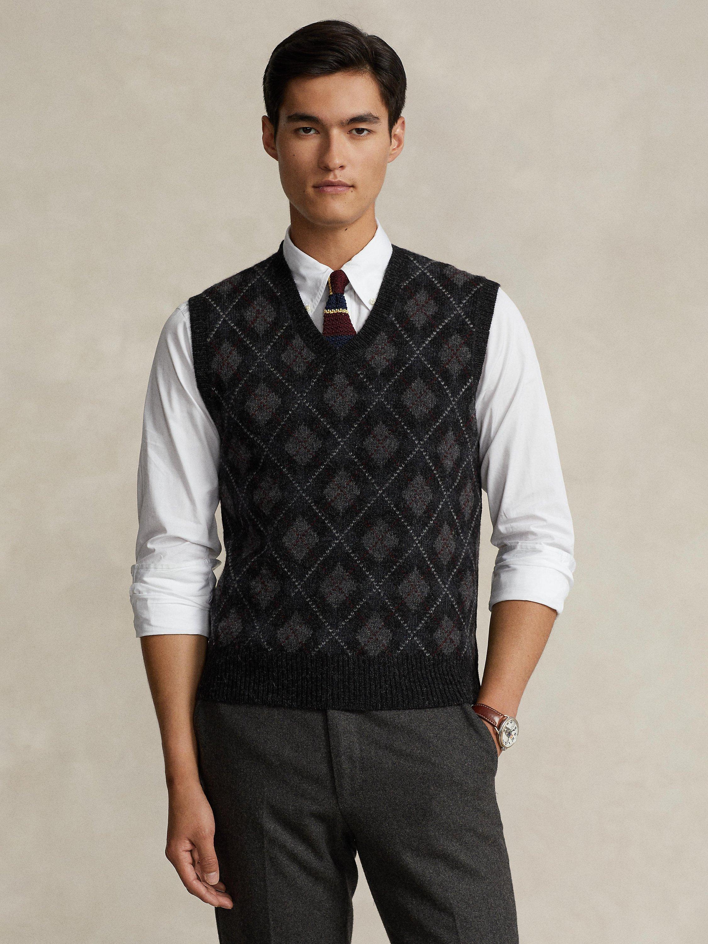 Ralph Lauren Argylevn Jumper Vest, Charcoal Combo