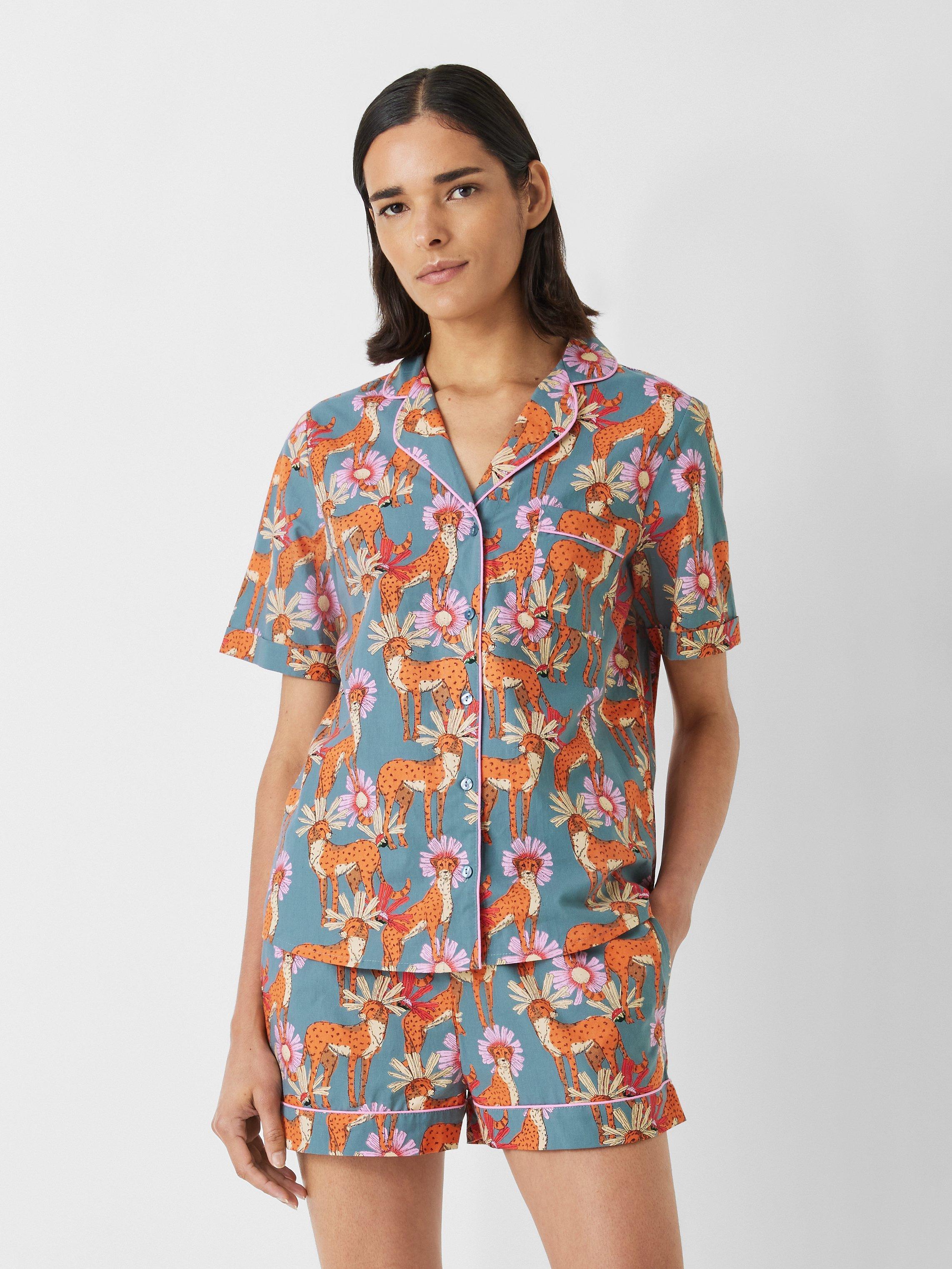 Product image 1 of 6, which shows Their Nibs Untamed Cheetah Shirt Shirt Pyjama Set, Grey, S