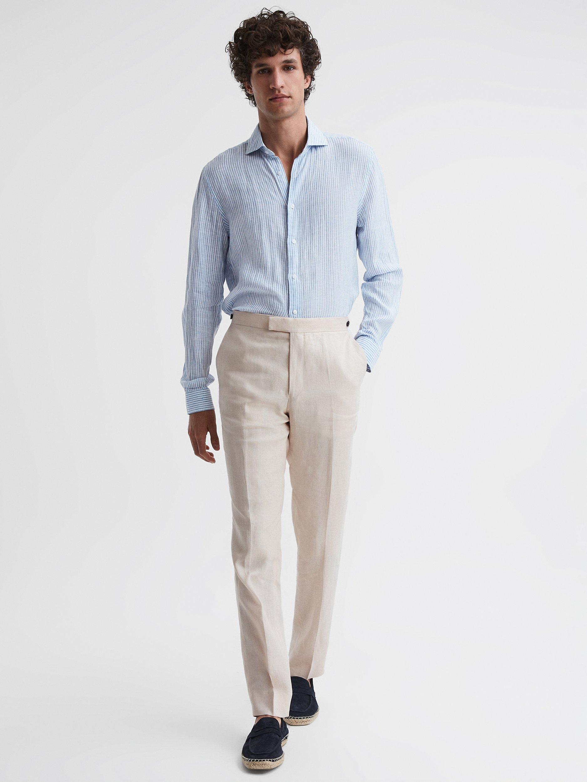 Reiss Kin Linen Suit Trousers, Stone