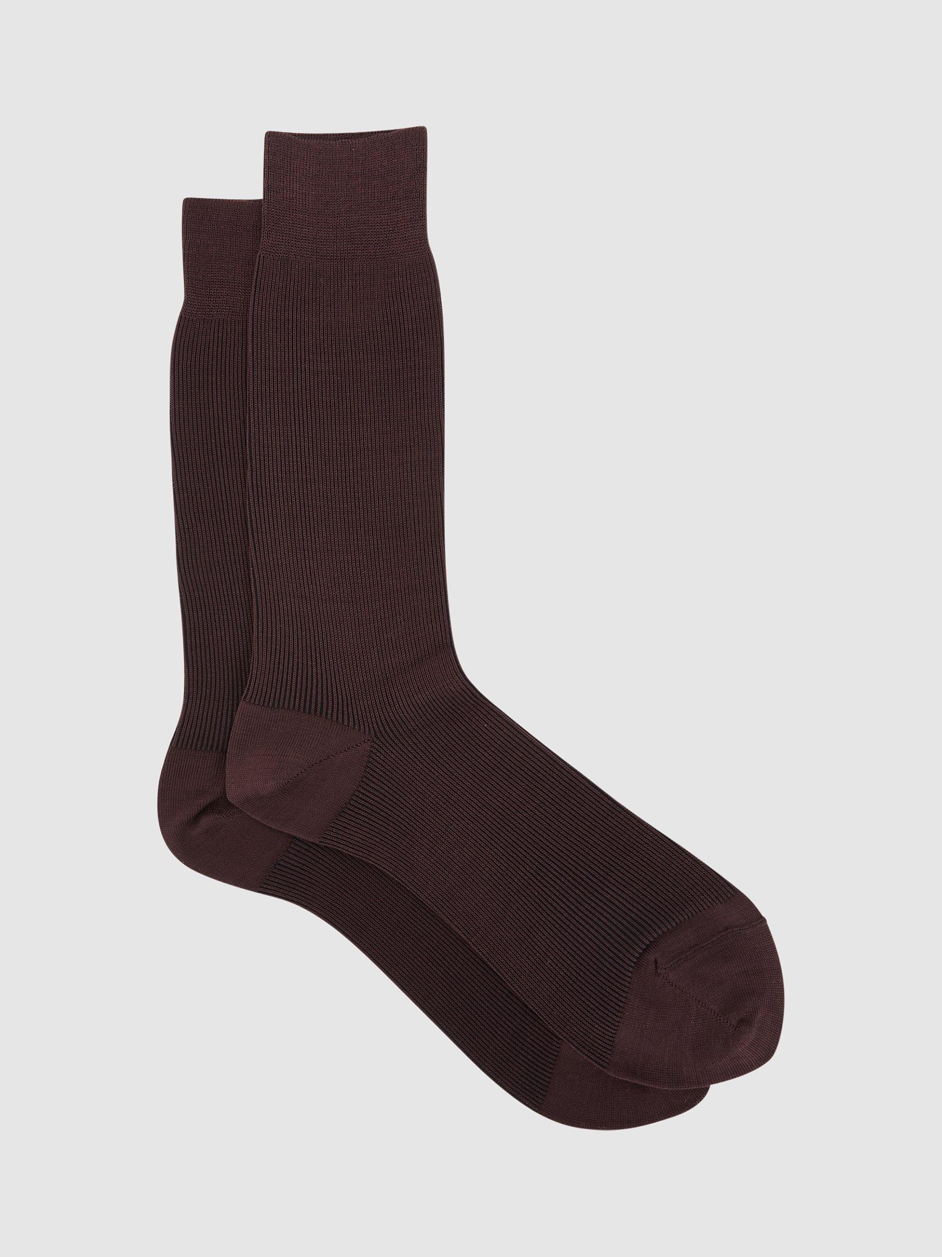 Reiss Cory Two Tone Formal Socks, Bordeaux, M-L