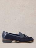 White Stuff Elba Leather And Suede Loafers, Dark navy