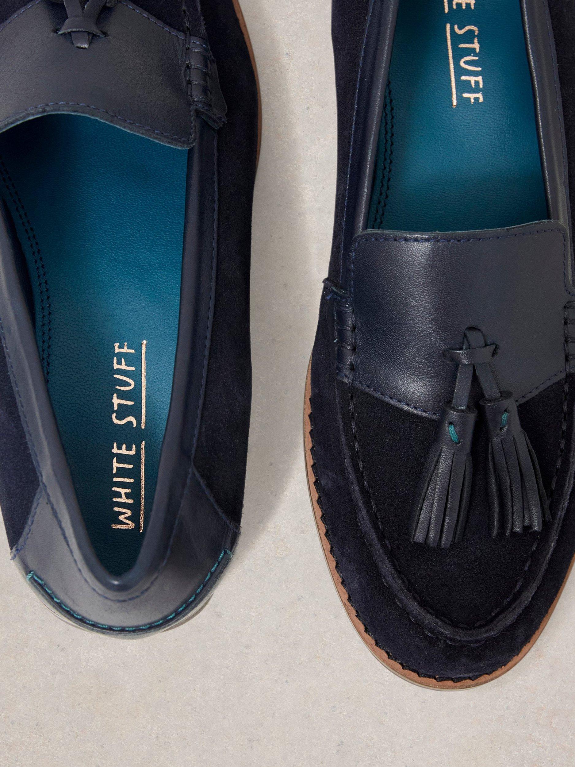 White Stuff Elba Leather And Suede Loafers Dark navy