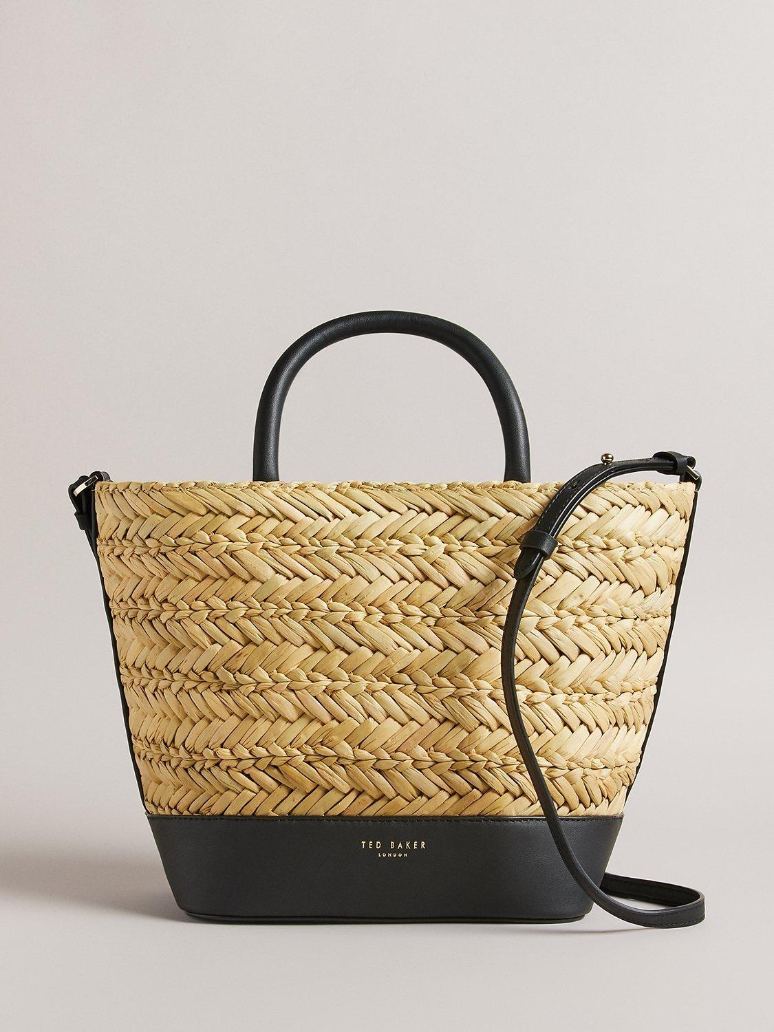 Ted Baker Ivelie Raffia Weave Medium Tote Bag, Natural/Black