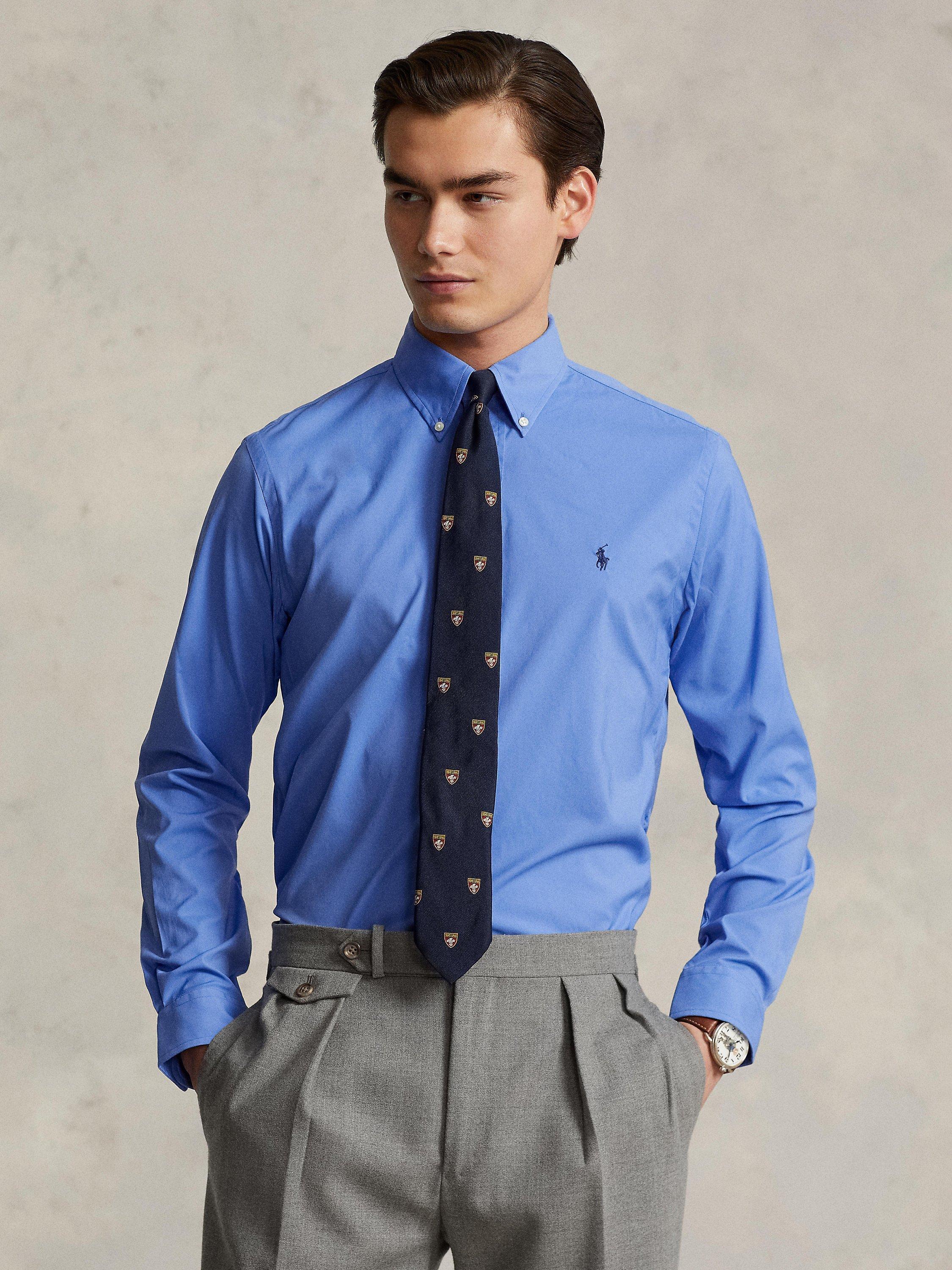 Product image 4 of 6, which shows Polo Ralph Lauren Long Sleeve Classic Fit Performance Twill Shirt, Harbor Island Blue, S