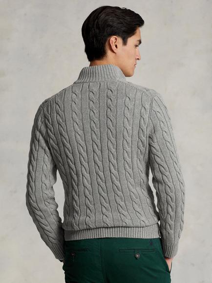 Polo Ralph Lauren Cotton Cable Knit Jumper - view 2, Fawn Grey Heather