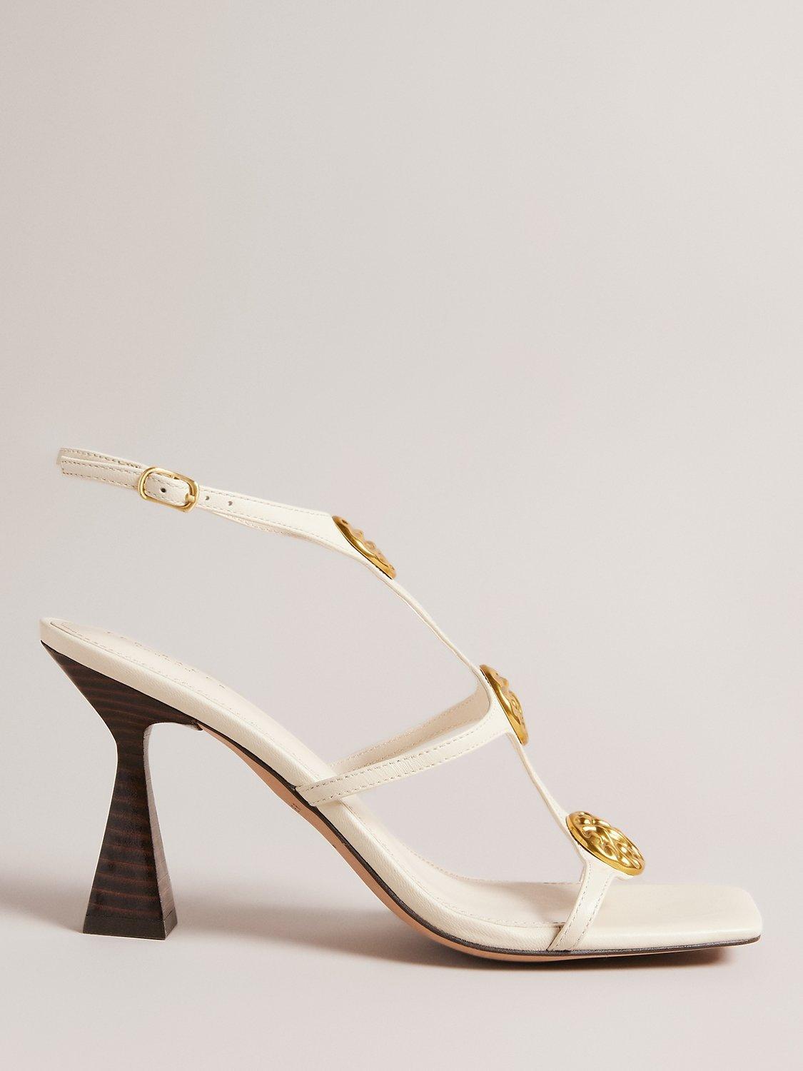 Ted Baker Tayalin High Heel Leather Sandals, Natural Cream