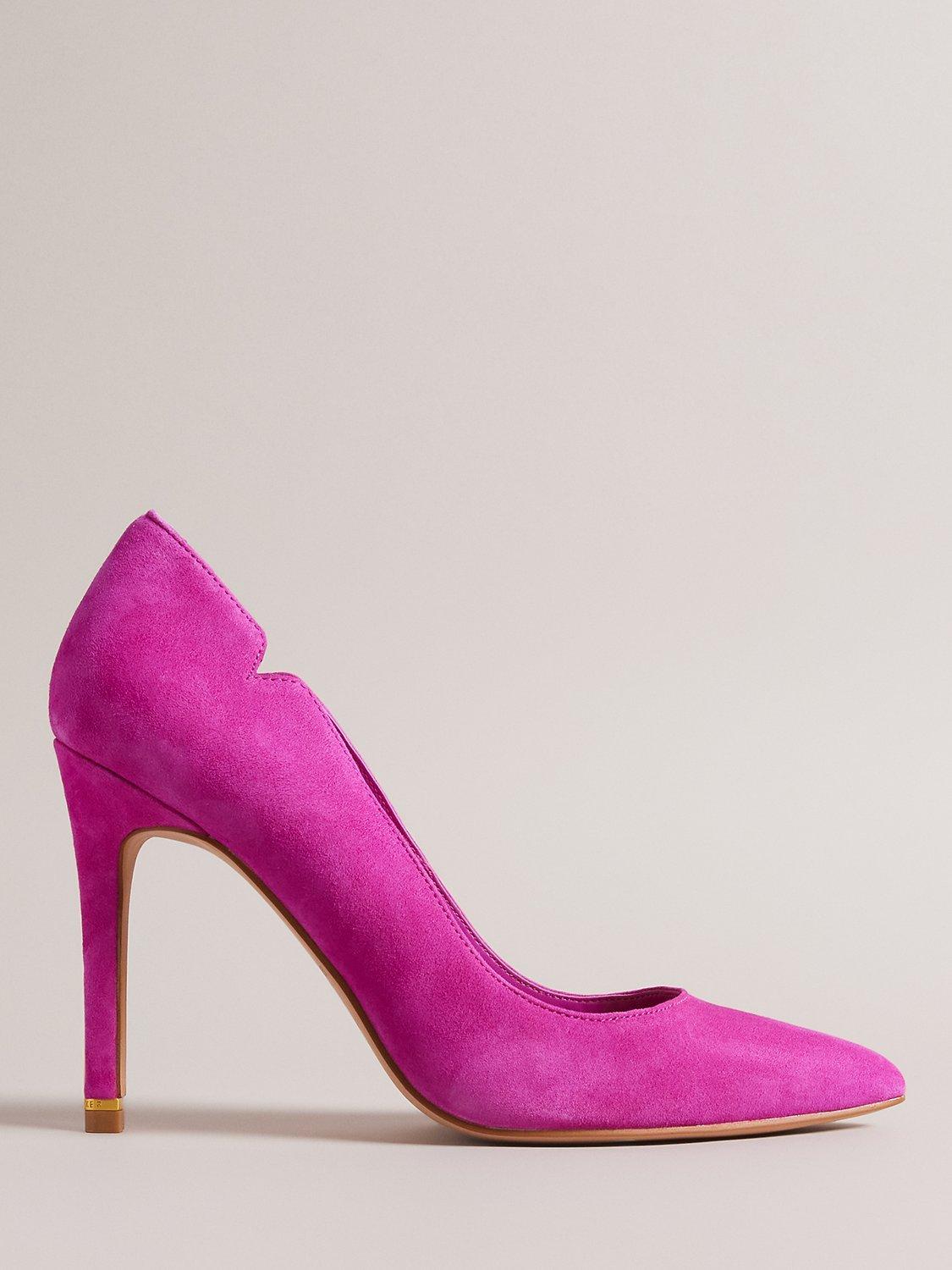 Ted Baker Orlays Suede Heeled Court Shoes, Pink Hot