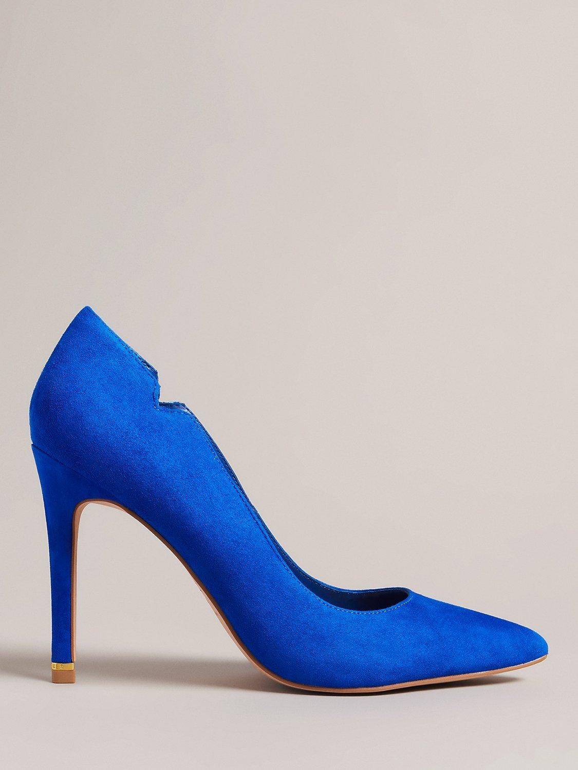 Ted Baker Orlays Suede Heeled Court Shoes, Blue Bright