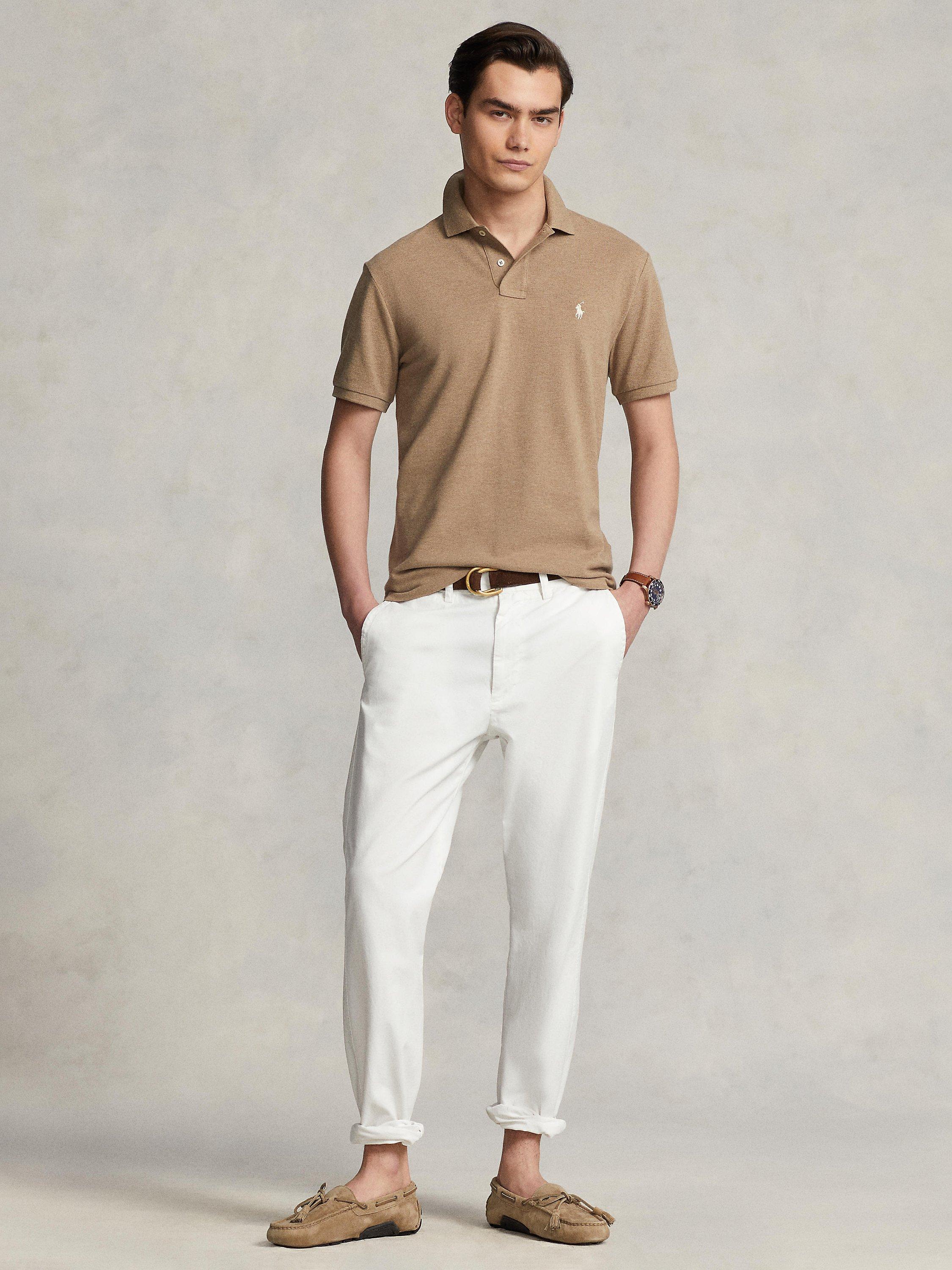 Polo Ralph Lauren Custom Slim Fit Mesh Polo Top, Italian Heather