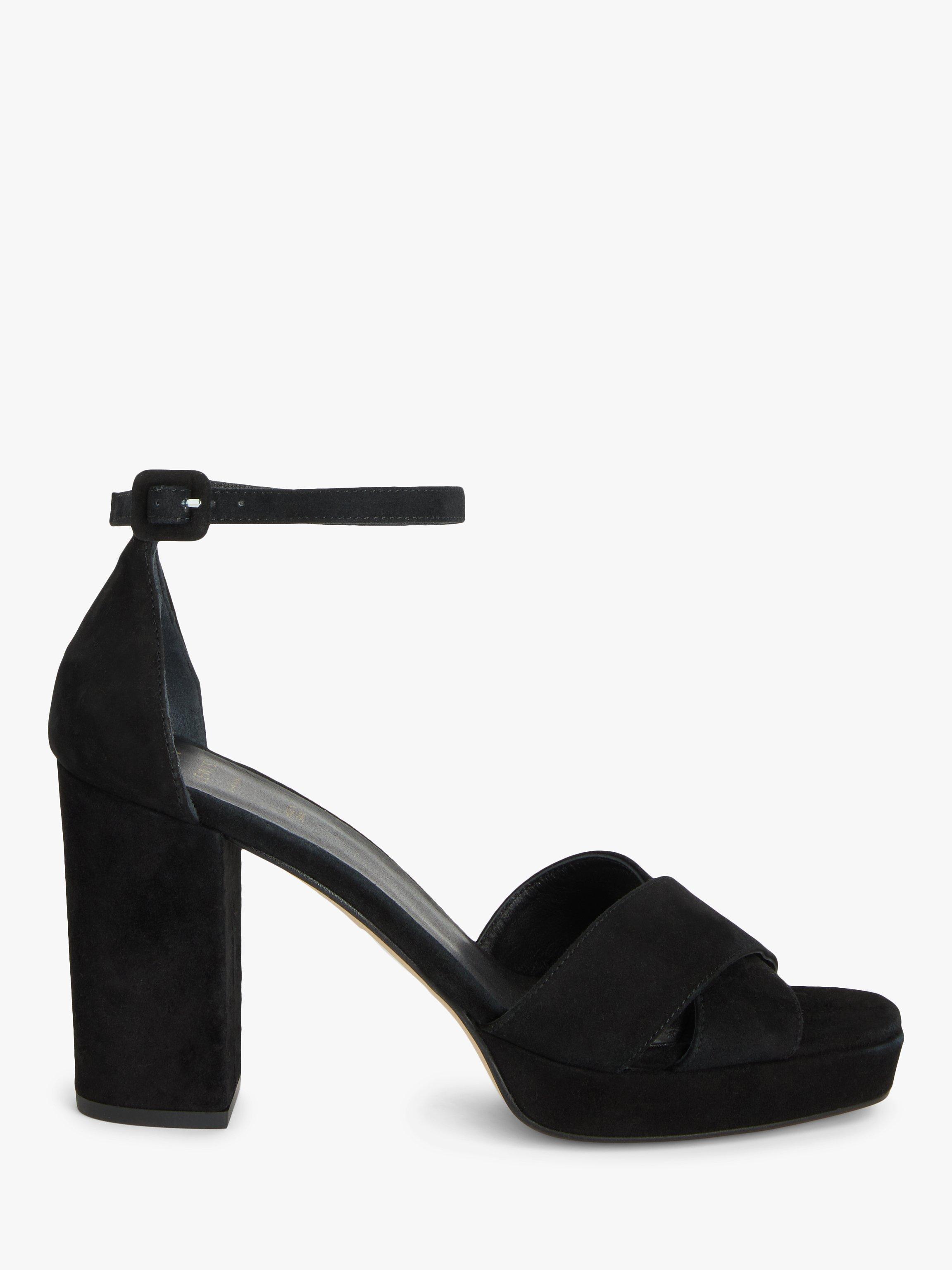 John Lewis Mallorie Suede Cross Strap Platform Sandals, Black
