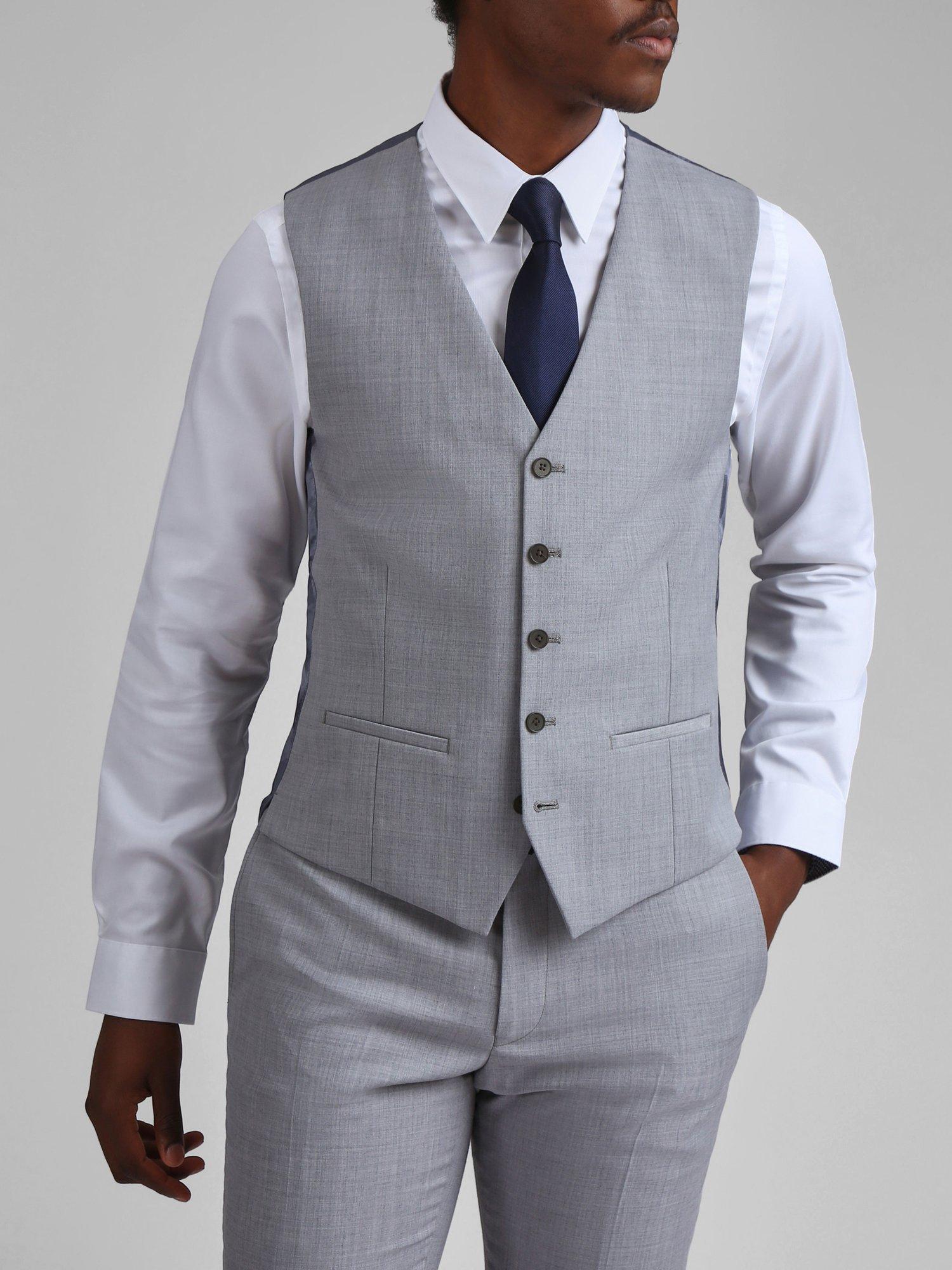 Grey wool waistcoat men's best sale