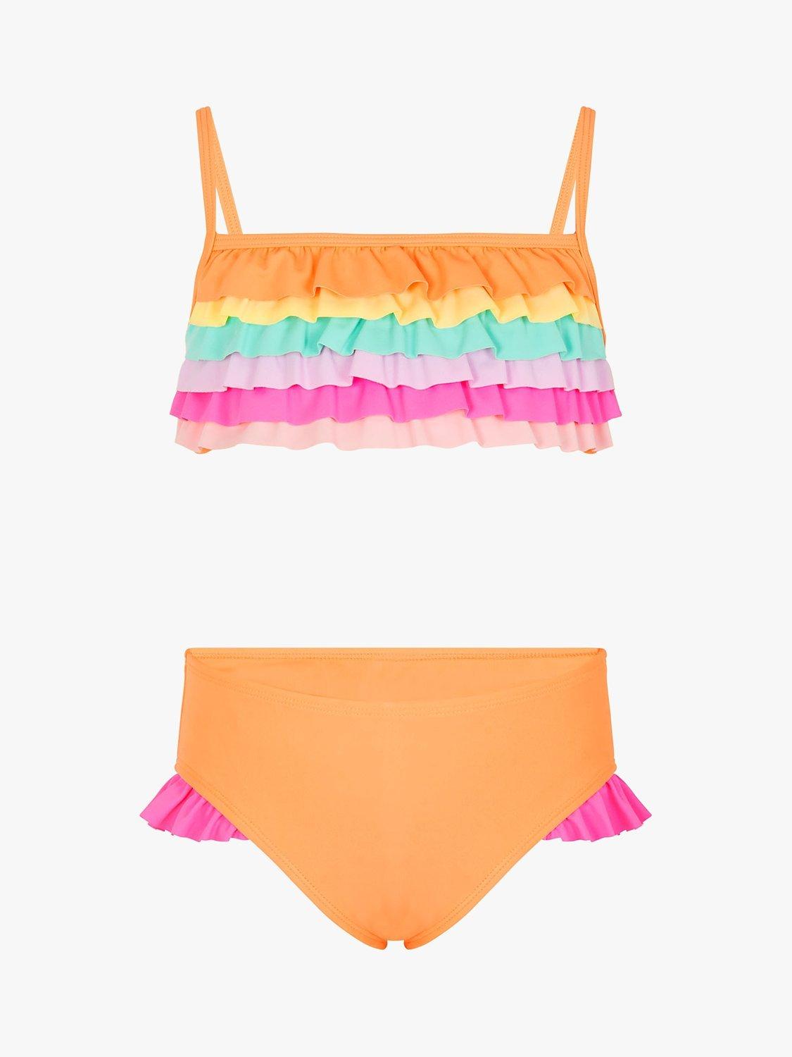 Angels by Accessorize Kids' Ruffle Rainbow Stripe Bikini, Multi