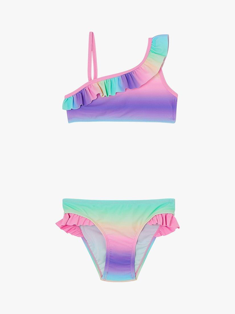 Angels by Accessorize Kids' Ombre Frill Asymmetrical Bikini, Multi