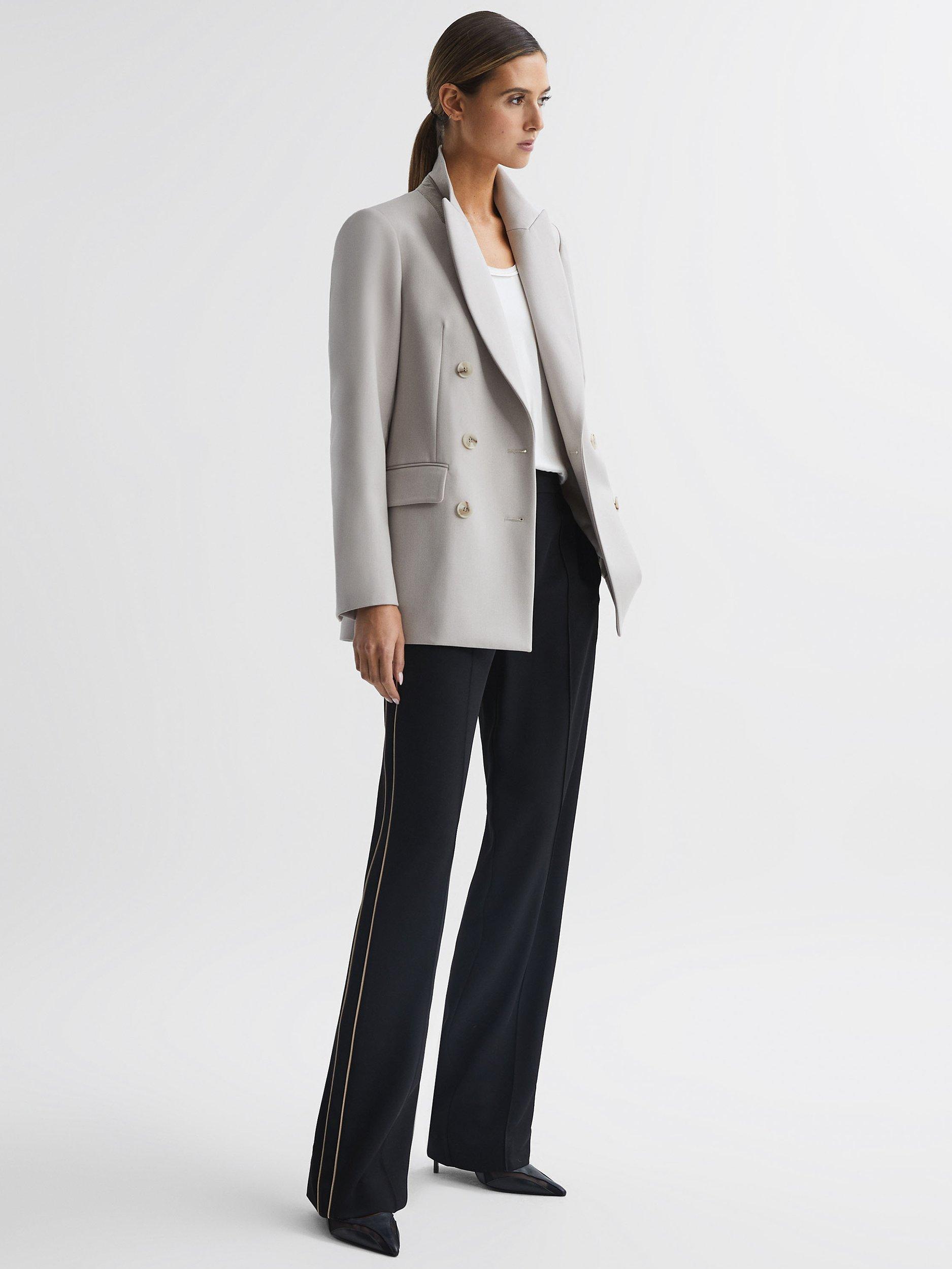 Reiss Theo Wide Side Stripe Trousers, Black