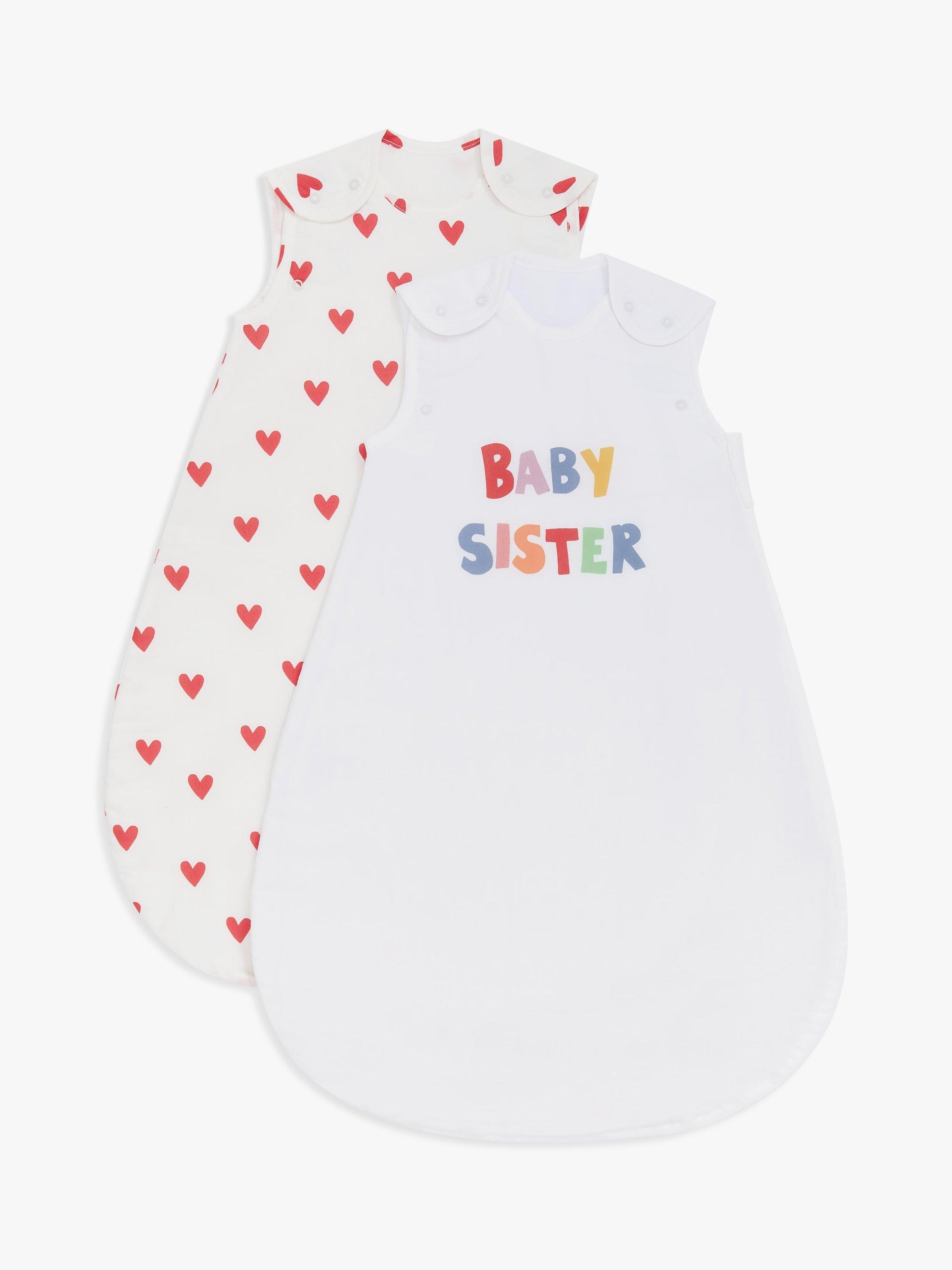 John Lewis ANYDAY Baby Sister Baby Sleeping Bag, 1 Tog, Pack of 2, Cream/Multi