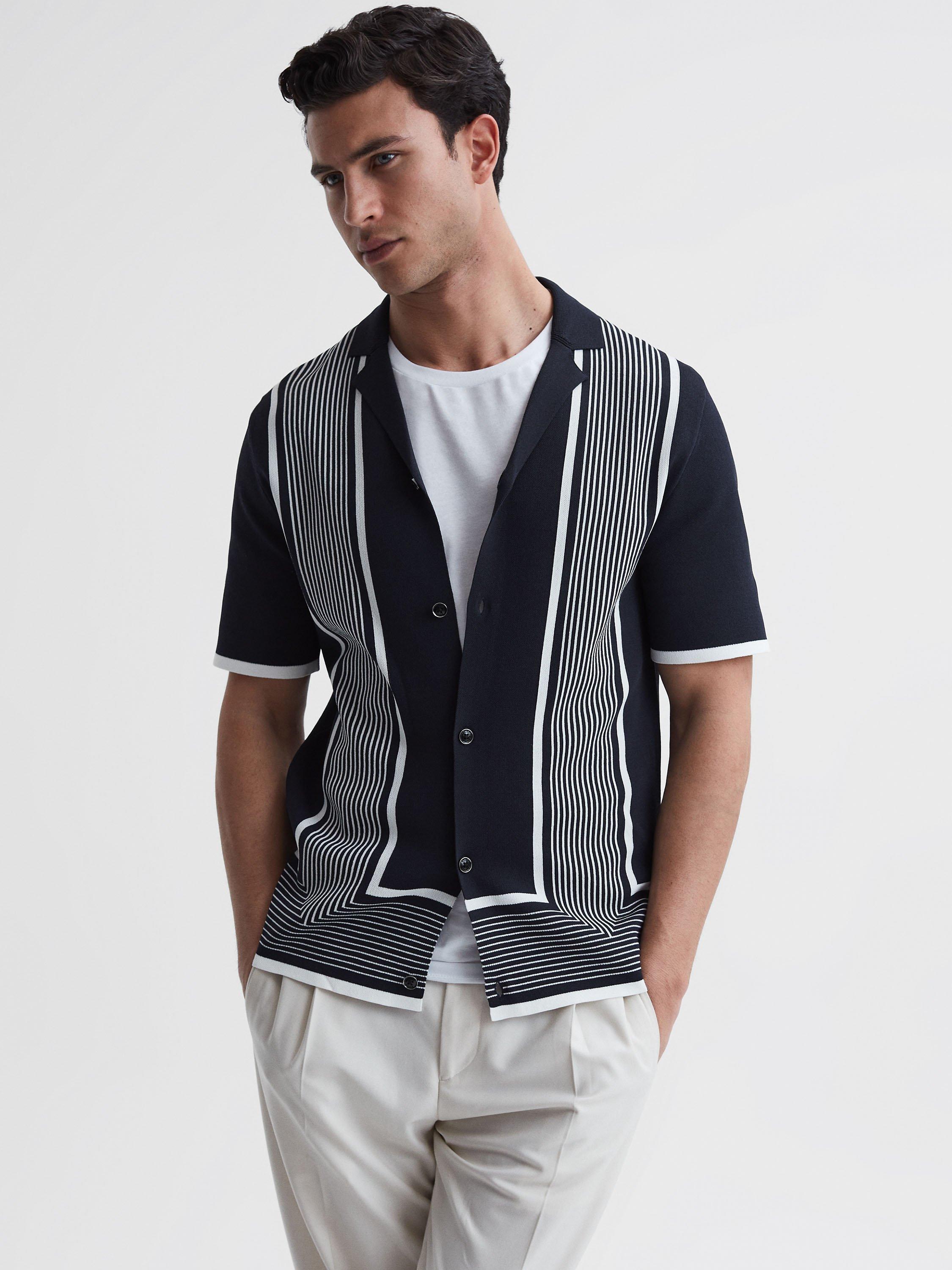 Reiss Heath Short Sleeve Stripe Cuban Shirt