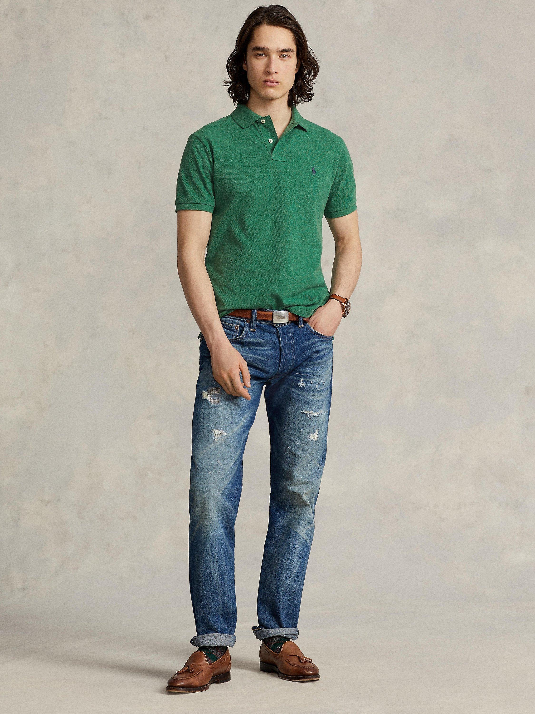 Polo Ralph Lauren Custom Slim Fit Mesh Polo Top, Green Heather