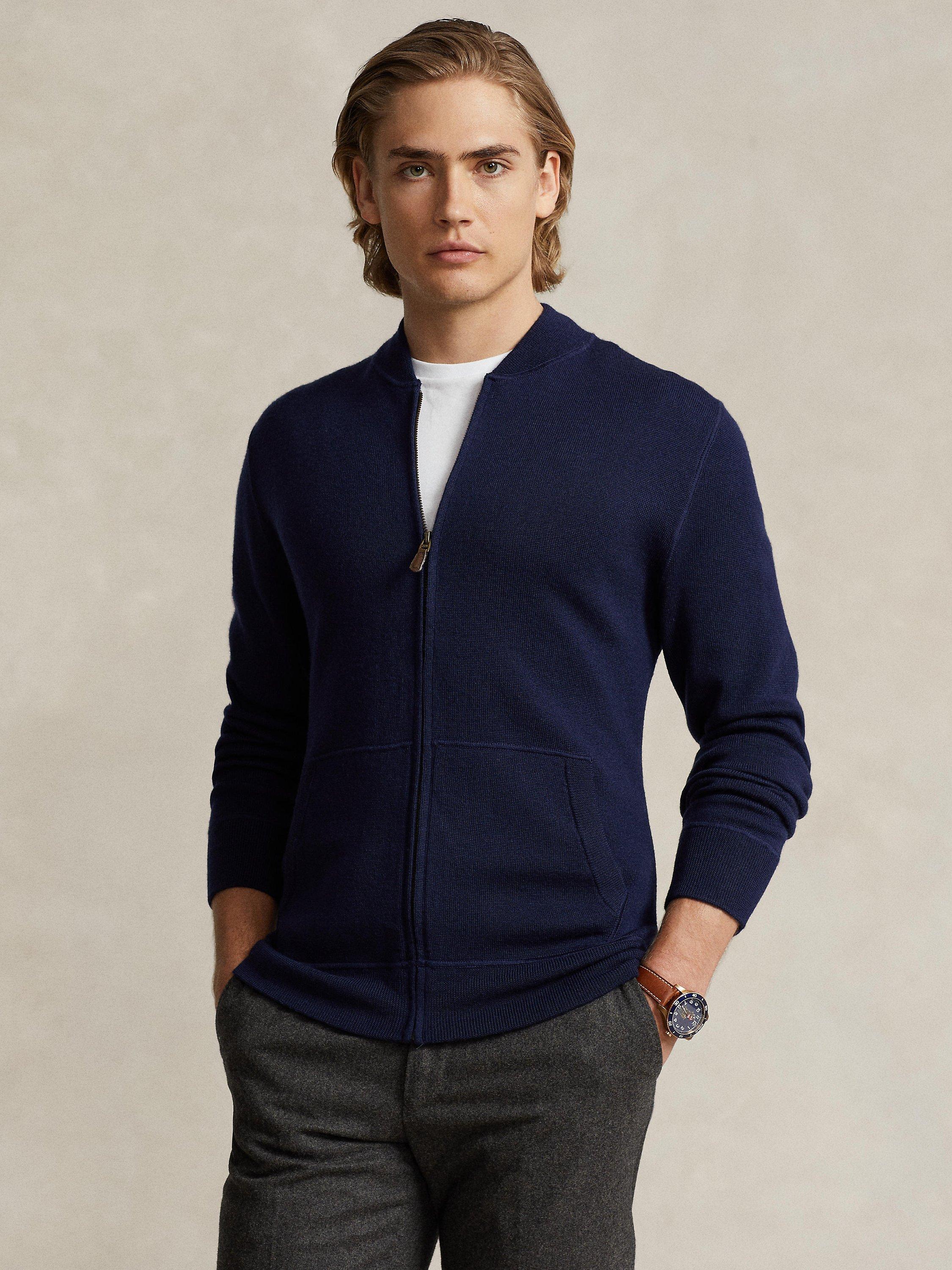 Polo Ralph Lauren Full Zip Wool Jumper, Hunter Navy