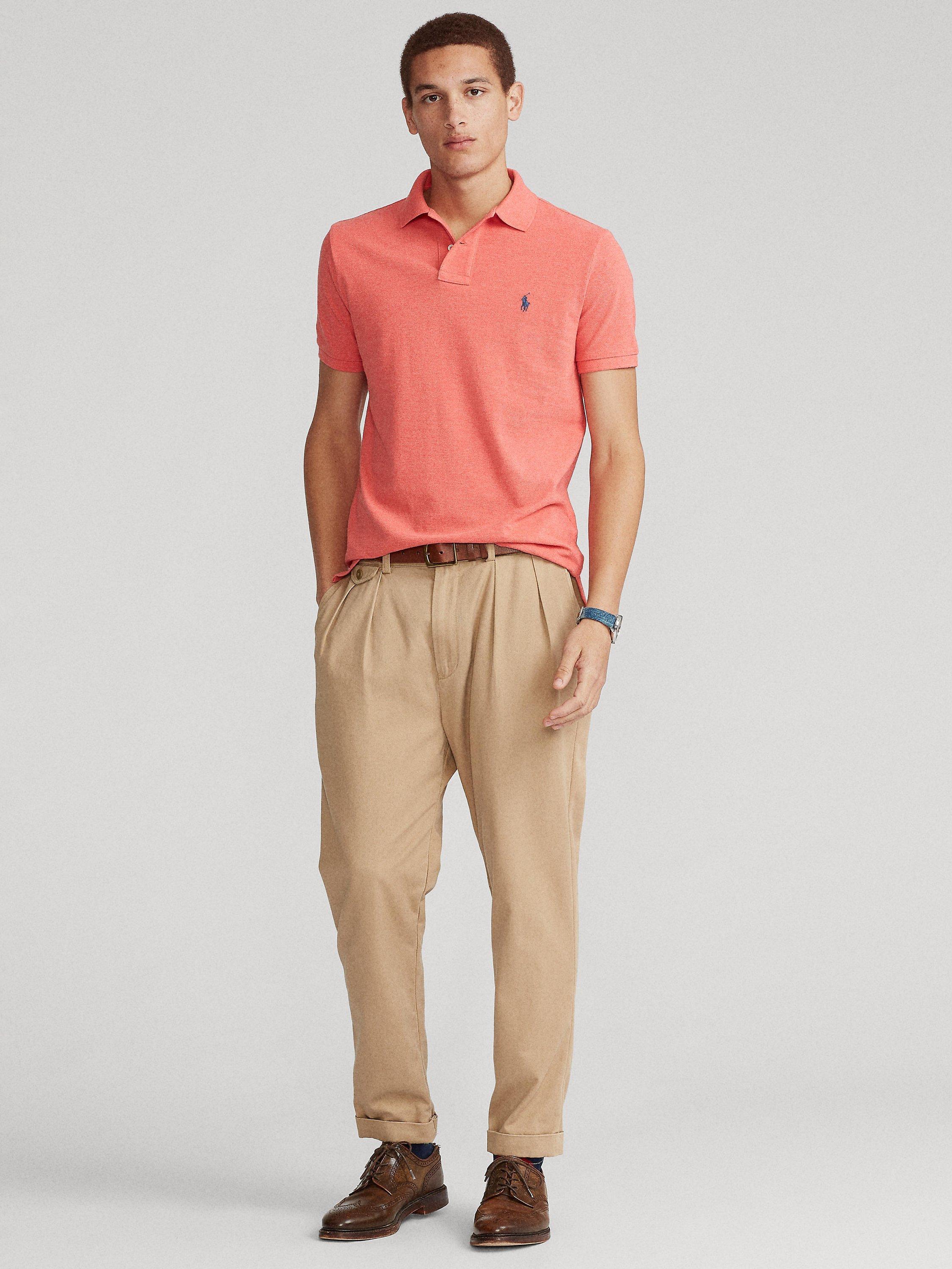 Polo Ralph Lauren Custom Slim Fit Mesh Polo Top, Highland Rose Heathe