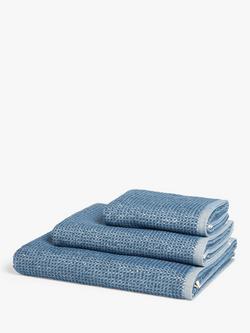John Lewis Textured Towels, Lake Blue