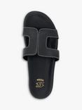 Dune London Loupa Topstitch Detail Flat Slider Sandals, Black, Black-black Leather
