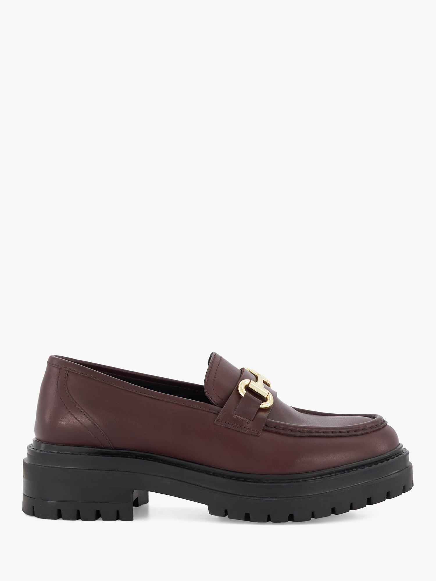 Dune Gallagher Flatform Leather Loafers, Burgundy