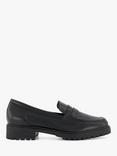 Dune London Wide Fit Gild Leather Loafers, Black